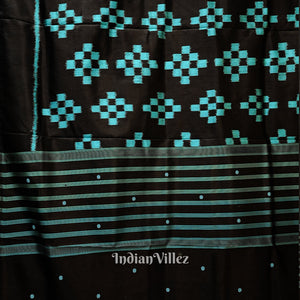 Black Odisha Ikat Pasapali Contemporary Silk Saree