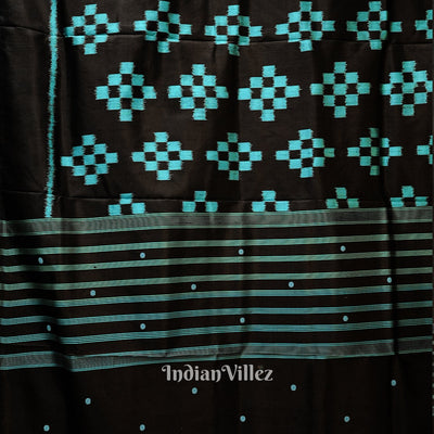 Black Odisha Ikat Pasapali Contemporary Silk Saree