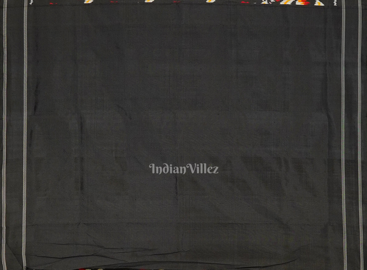 Black White Floral Design Pochampally Ikat Handloom Silk Saree