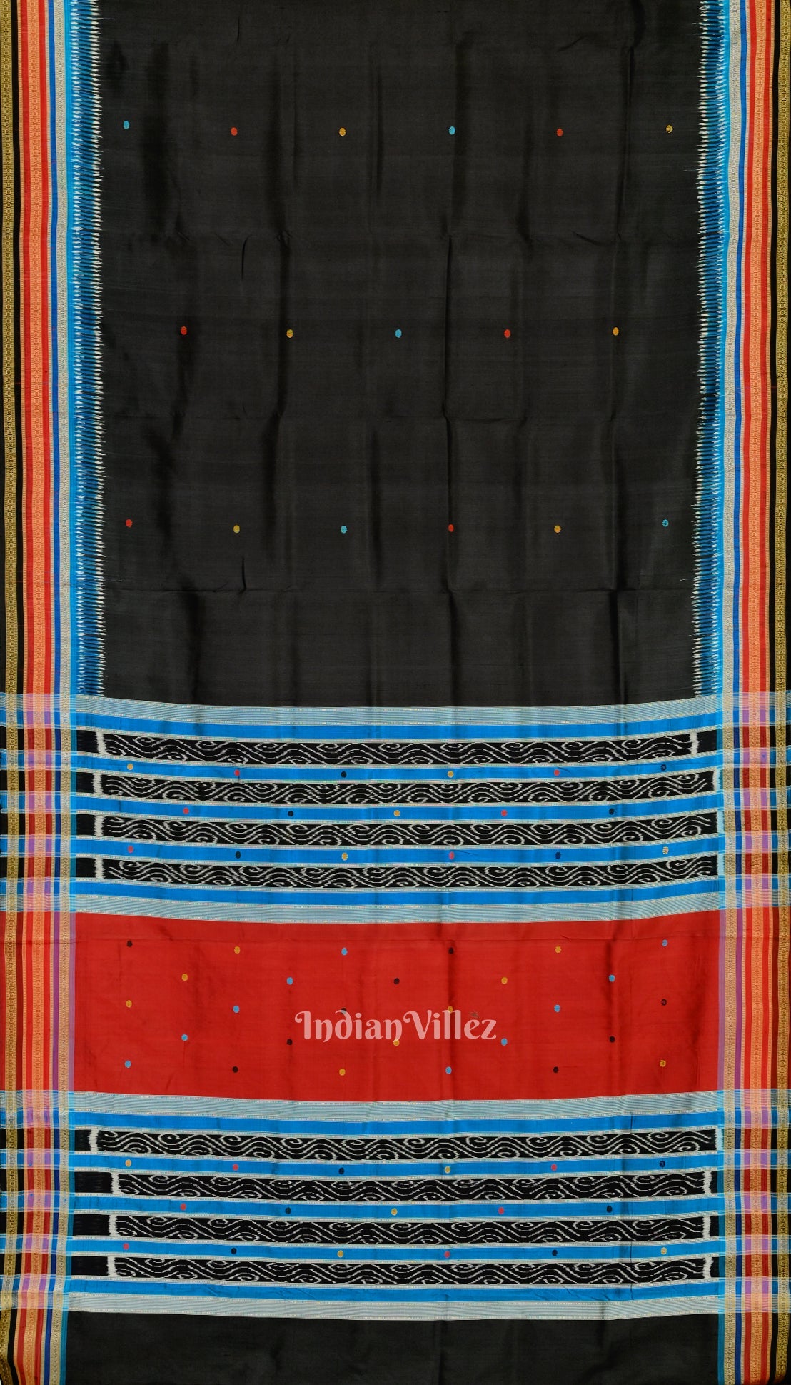 Black Kathiphera Odisha Ikat Khandua Silk Saree