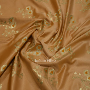 Beige Soft Pure Mashru Satin Silk Banarasi Saree