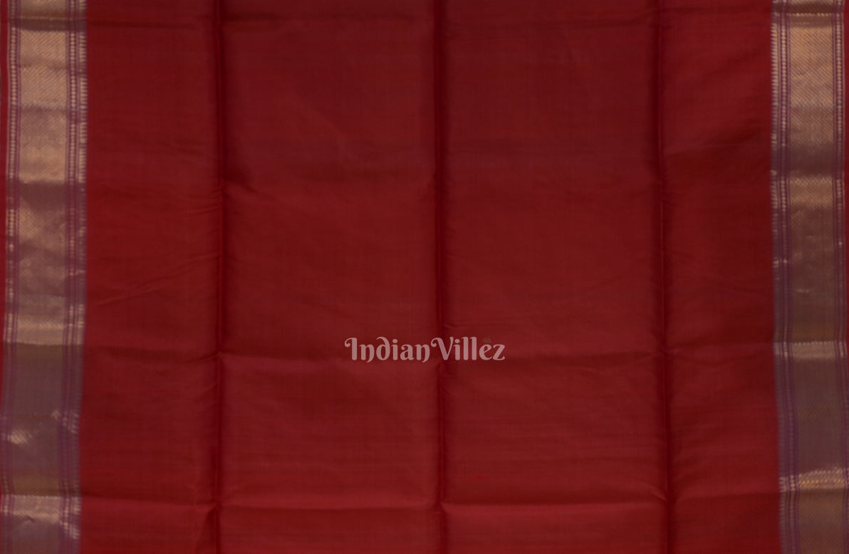 Red With Coffee Dual Tone Pure Bishnupuri  Silk Saree