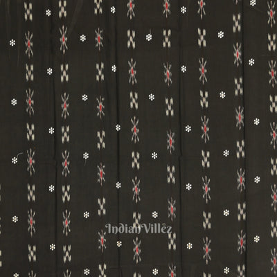 Black Red Flower Buti Odisha Ikat  Sambalpuri Dress Set & Dupatta