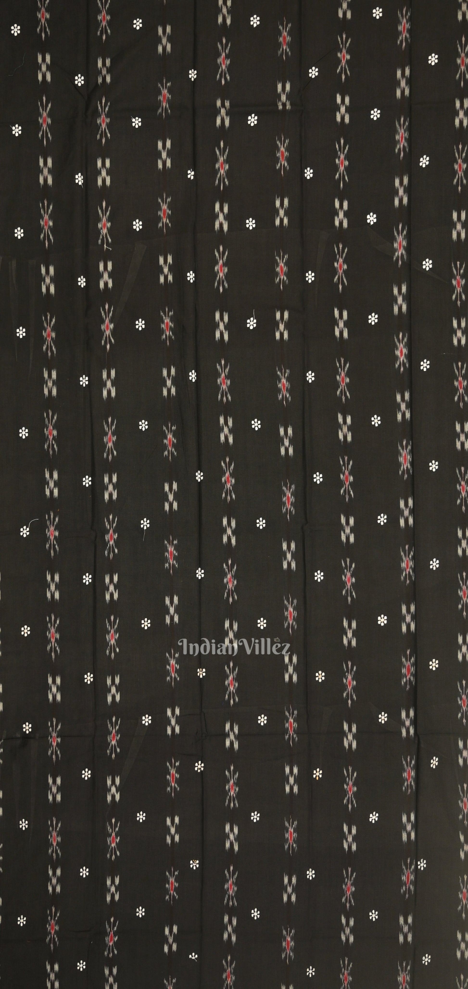 Black Red Flower Buti Odisha Ikat  Sambalpuri Dress Set & Dupatta