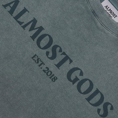 ALMOST GODS | STONEWASHED ALMOST GODS TEE IN GRANITE { GREY/CBLACK