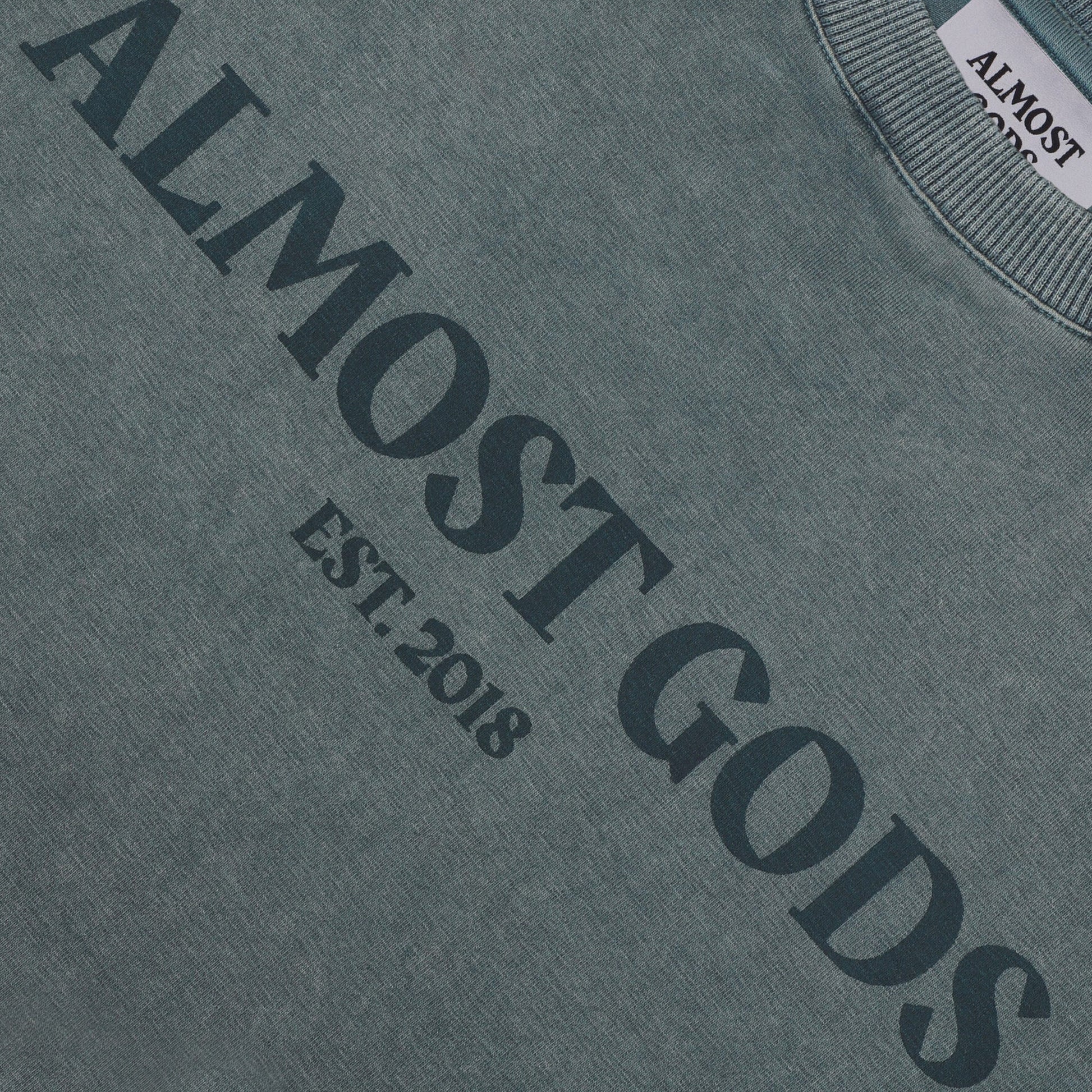 ALMOST GODS | STONEWASHED ALMOST GODS TEE IN GRANITE { GREY/CBLACK