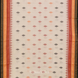 White with Multicolour Odisha Ikat Sambalpuri Pure Cotton Saree