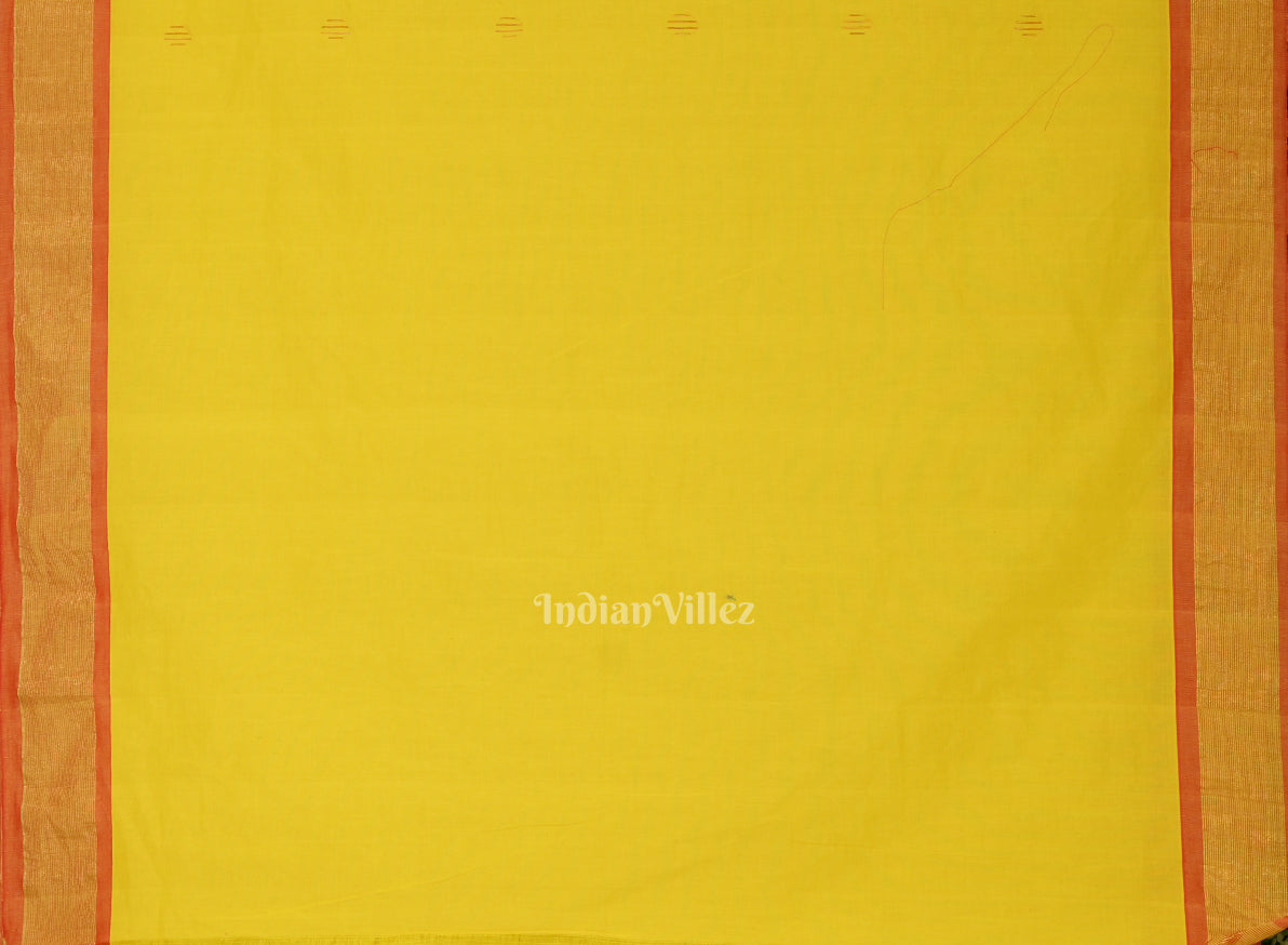 Yellow Butta Design Cotton Paithani Saree