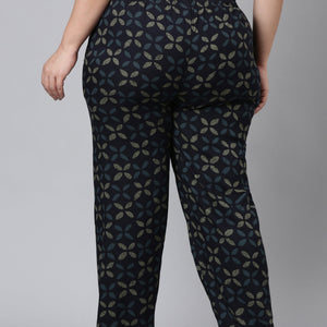 Women Printed Navys Woven Viscose Lounge Pants