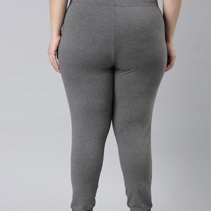 Women Solid Antra Melanges Side Stripe Active Leggings