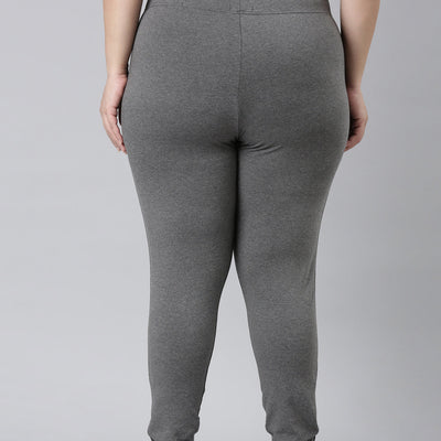 Women Solid Antra Melanges Side Stripe Active Leggings