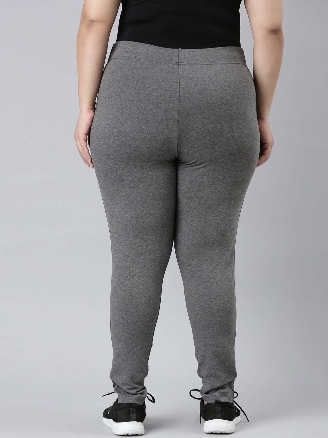 Women Solid Antra Melanges Side Stripe Active Leggings