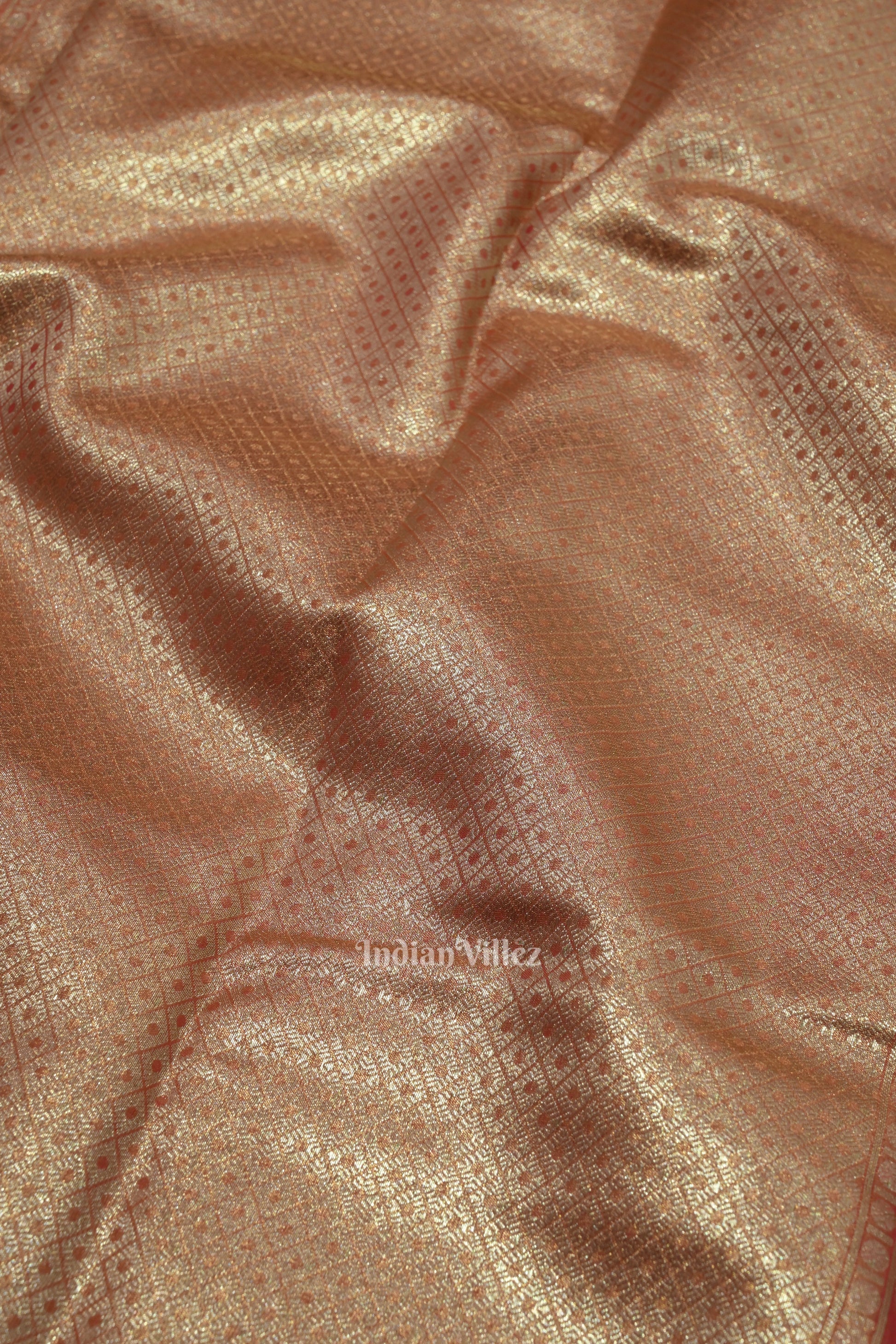 Peach Pure Kanjivaram Tissue Silk Saree
