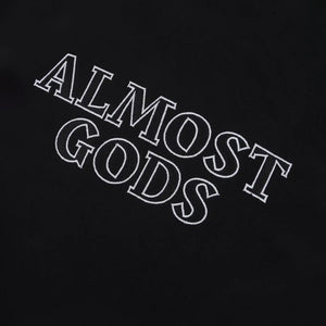 ALMOST GODS | LOGO PANEL HOODIE IN BLACK AND WHITE { BLACK/WHITE