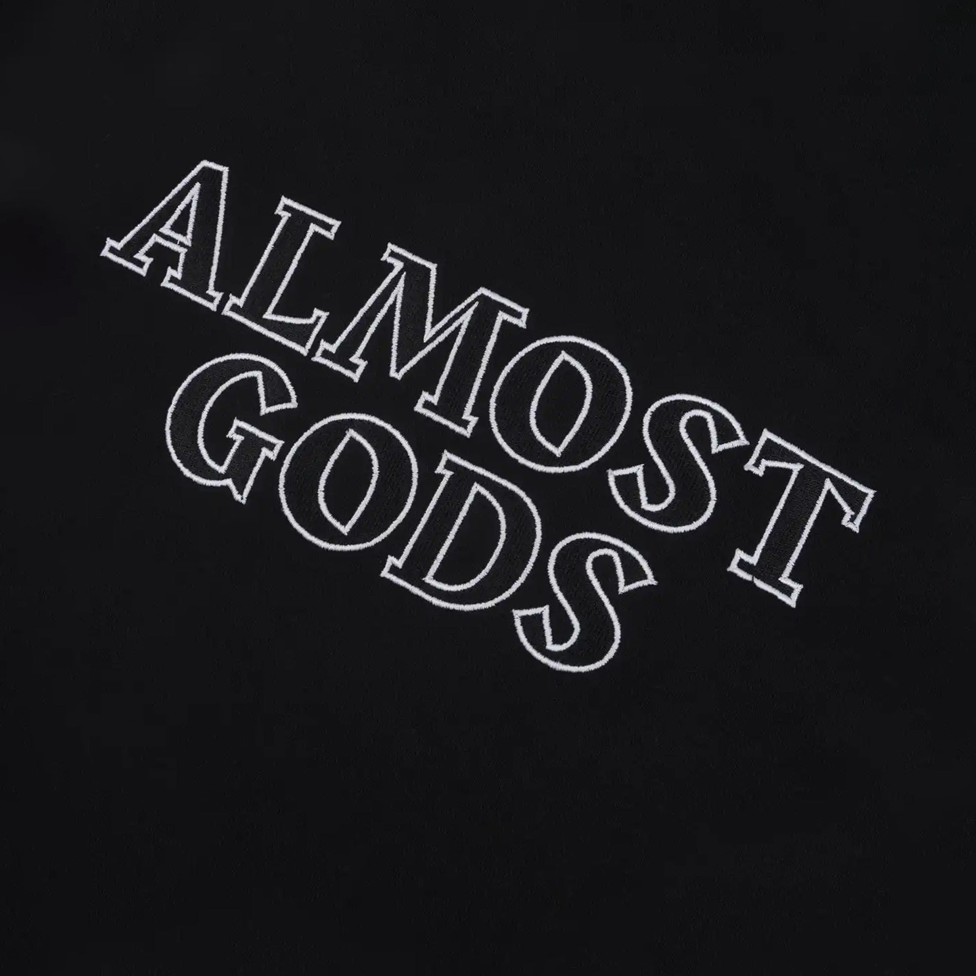 ALMOST GODS | LOGO PANEL HOODIE IN BLACK AND WHITE { BLACK/WHITE