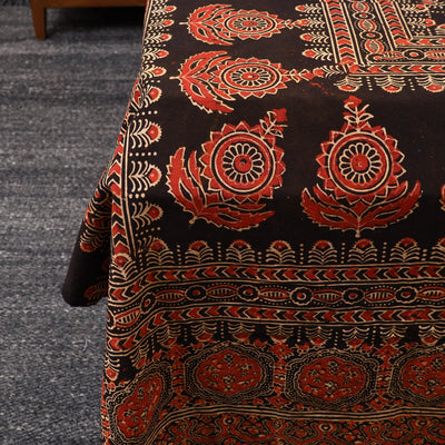 Black - Block Print Cotton Double Ajrakh Bed Sheet Set 01