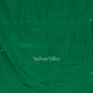 Green Radha Krishna Boita Theme Hand-Painted Pattachitra Saree