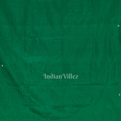 Green Radha Krishna Boita Theme Hand-Painted Pattachitra Saree