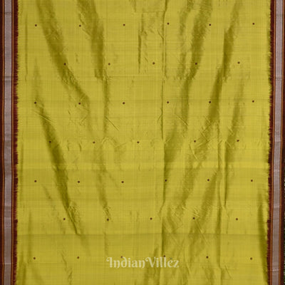 Mehendi with Maroon Odisha Siminoi Silk Saree