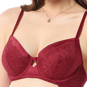 Eternal Bliss Padded Wired Demi Bra - Rio Red