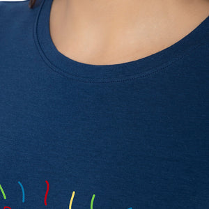 Scoop Neck Sleep Tee - Navy Peony