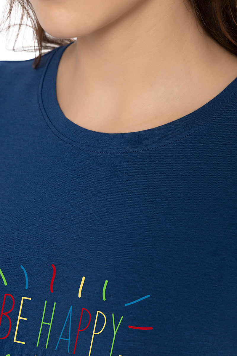 Scoop Neck Sleep Tee - Navy Peony