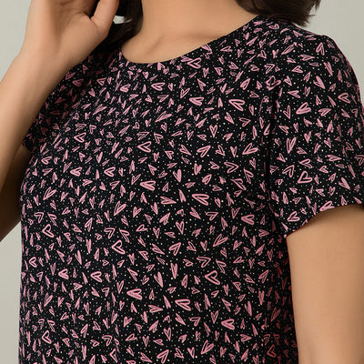 Comfort Sleep Dress - Polka Heart Print