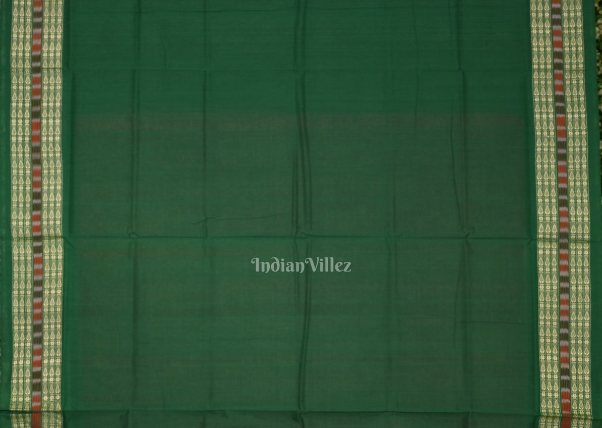 Peach Pink with Green Sambalpuri Cotton saree