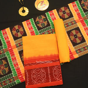 Multi Color Utkalaxmi Odisha Ikat Sambalpuri Dress Set & Dupatta