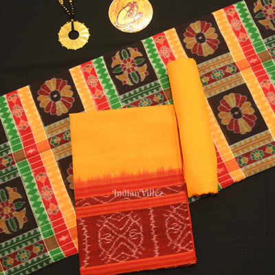 Multi Color Utkalaxmi Odisha Ikat Sambalpuri Dress Set & Dupatta