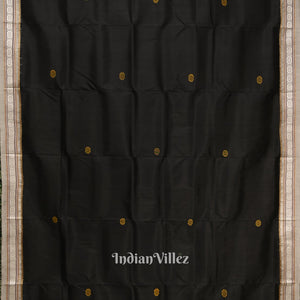 Black Konark Chakra Odisha Ikat Contemporary Silk Saree