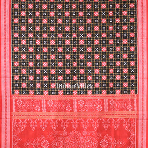 Black Red Pasapali Sambalpuri Cotton Saree