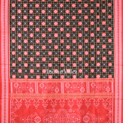 Black Red Pasapali Sambalpuri Cotton Saree