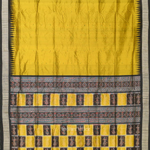 Mustad Black Patili Bomkai Silk saree with Doll Anchal