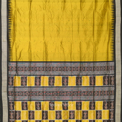 Mustad Black Patili Bomkai Silk saree with Doll Anchal