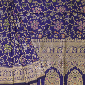 Navy Blue Meenakari Banarasi Katan Silk Saree