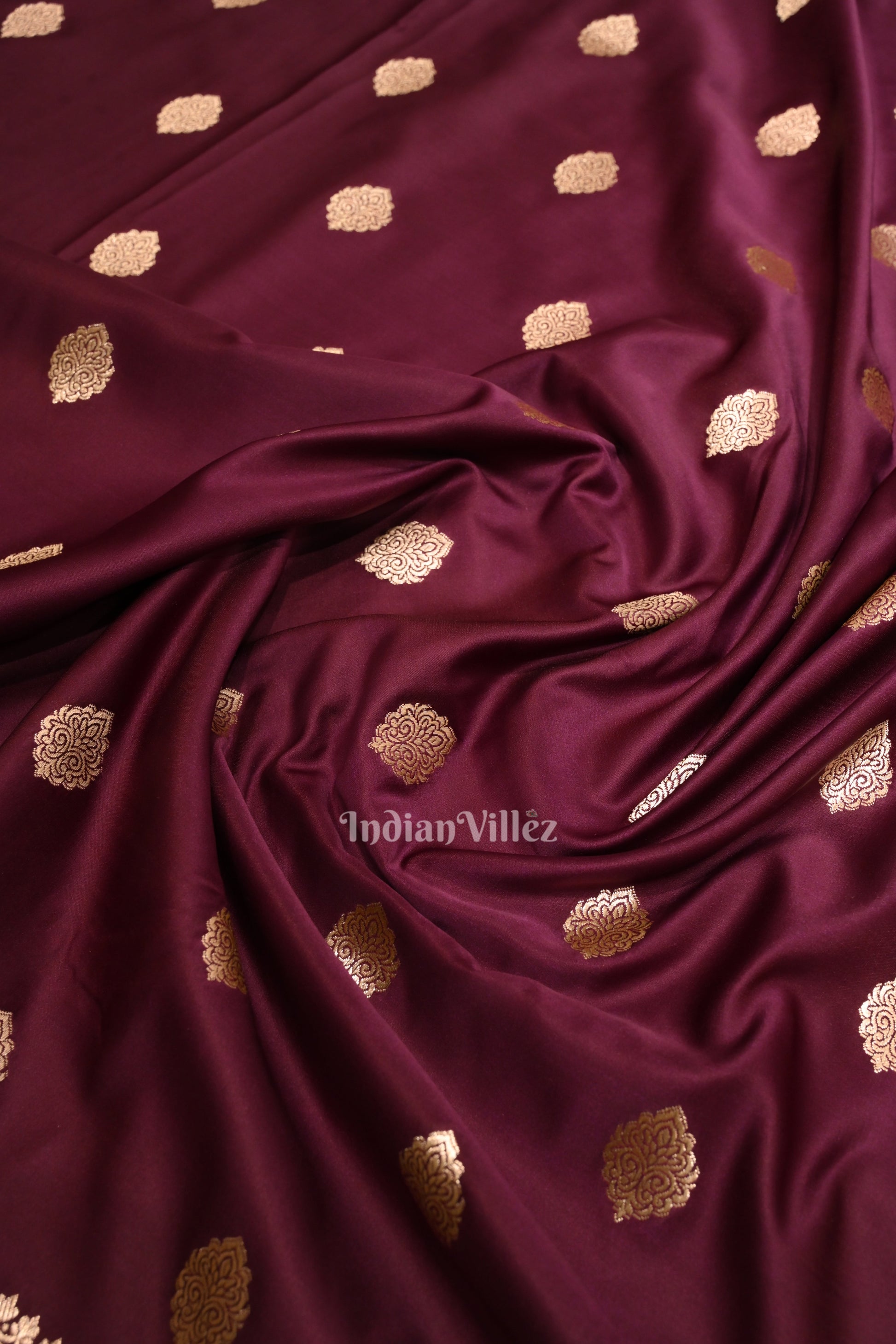 Wine Purple Soft Pure Mashru Satin Silk Banarasi Saree