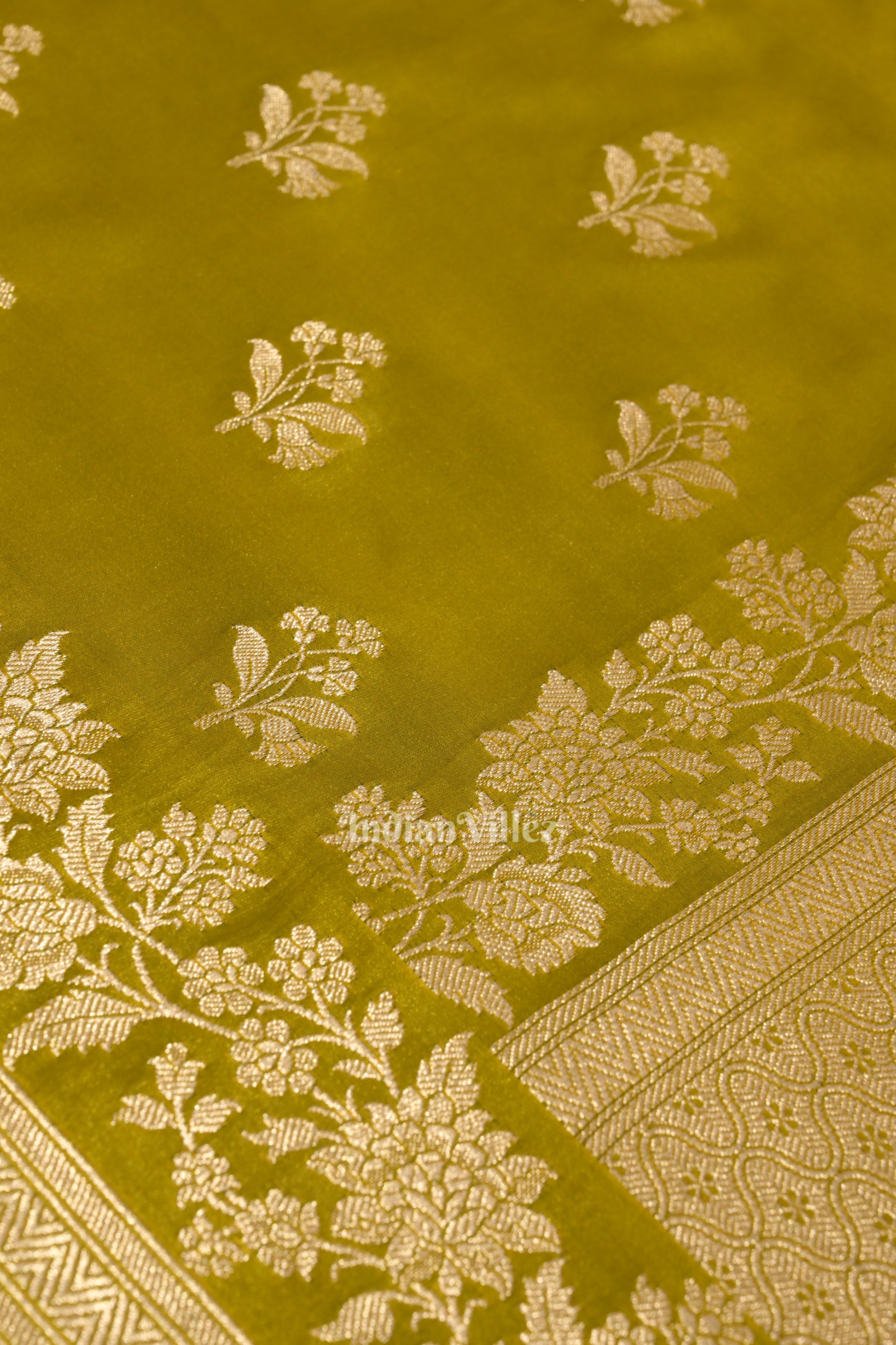 Mustard Yellow Banarasi Mashru Satin Silk Banarasi Saree
