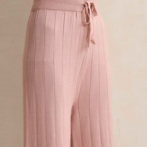 trueBrowns Pink Woollen Flared Pants