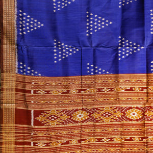 Blue Jhoti Theme Odisha Ikat Khandua Silk Saree