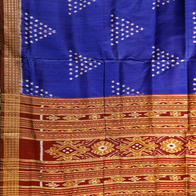 Blue Jhoti Theme Odisha Ikat Khandua Silk Saree