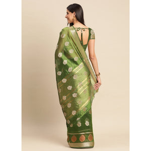 Mehendi Woven Organza Saree