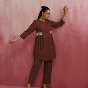 trueBrowns Brown Cotton Dobby Co-ord set