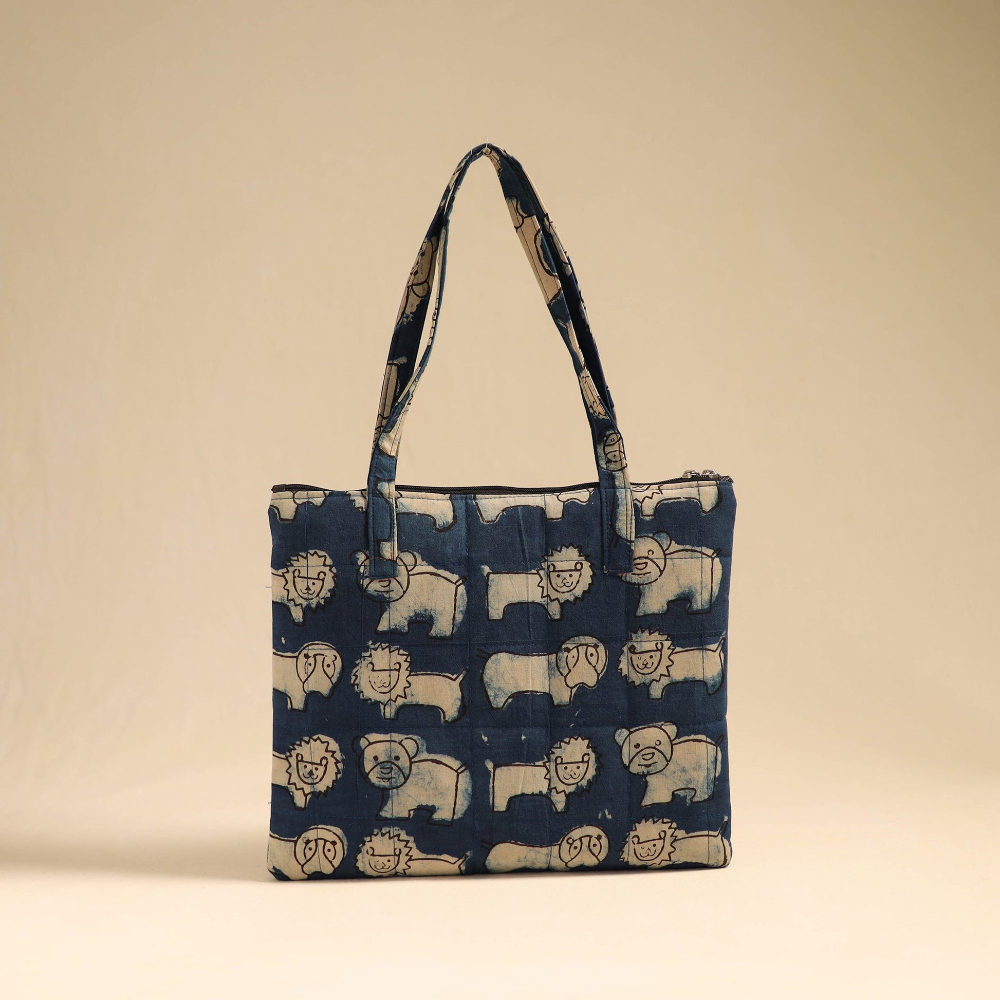 Blue - Handcrafted Quilted Cotton Handbag 16