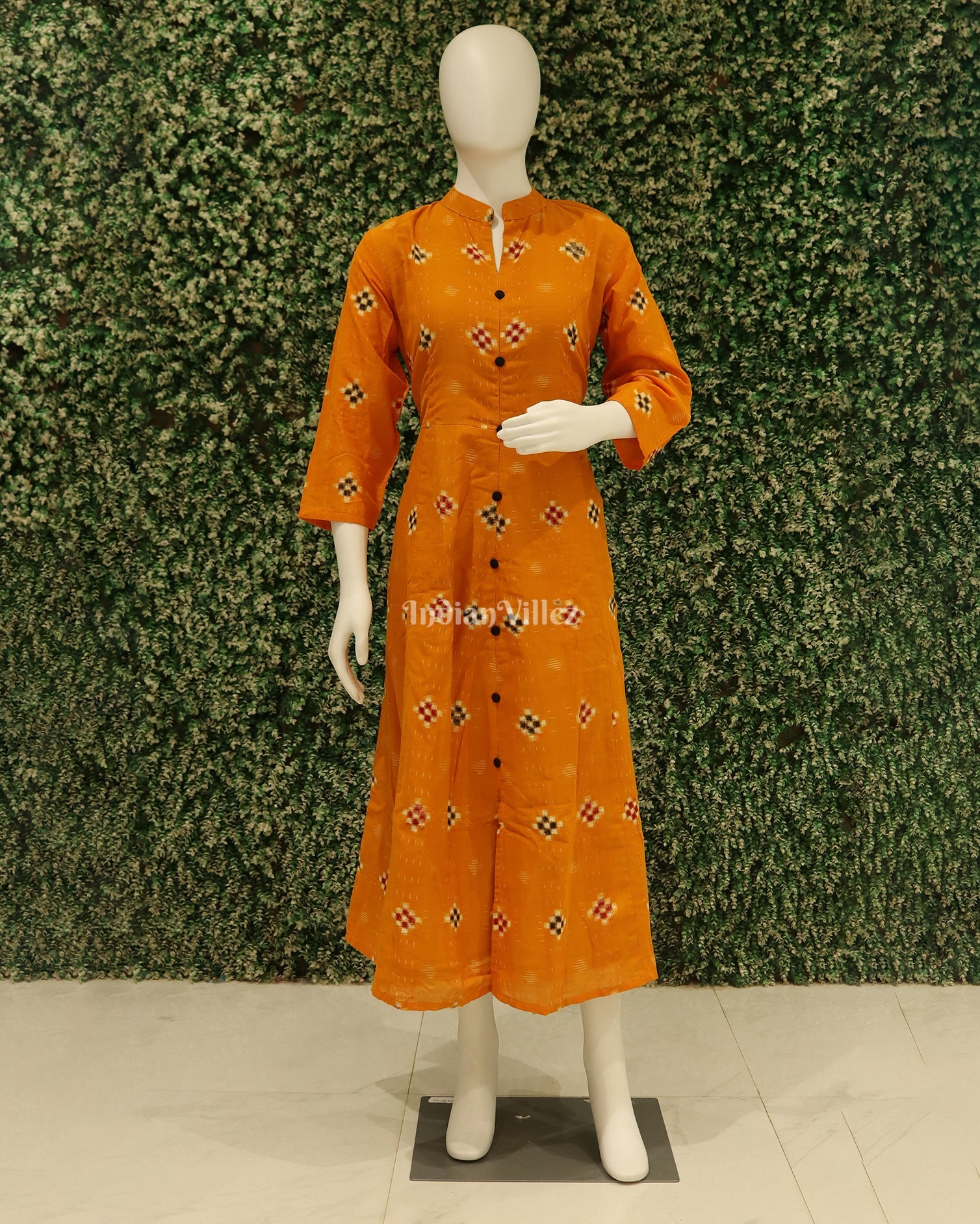 Yellow Pasapali Odisha Ikat Designer Gown For Women