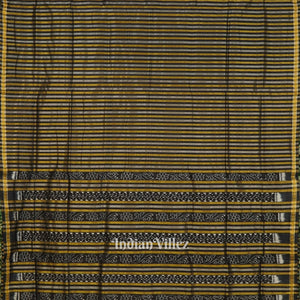 Black Stripped Bomkai Sambalpuri Ikat Tissue Saree