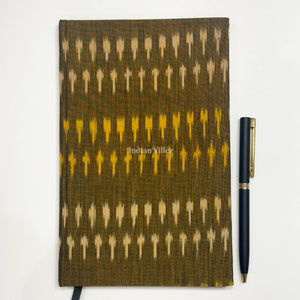 Mehndi Green Handmade Ikat Woven Cotton Fabric Cover Diary