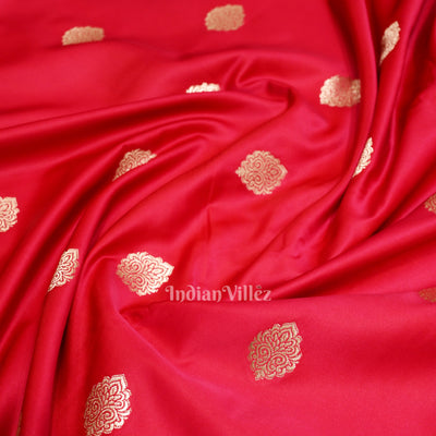 Exclusive Bridal Rose Pink Soft Pure Mashru Satin Silk Banarasi Saree