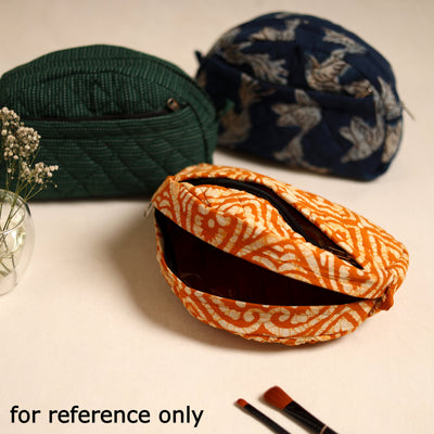 Black - Handcrafted Cotton Quilted Cosmetic Pouch 04