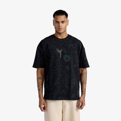 F A R A K | BASICS BLOCK PRINTED TEE { BLACK